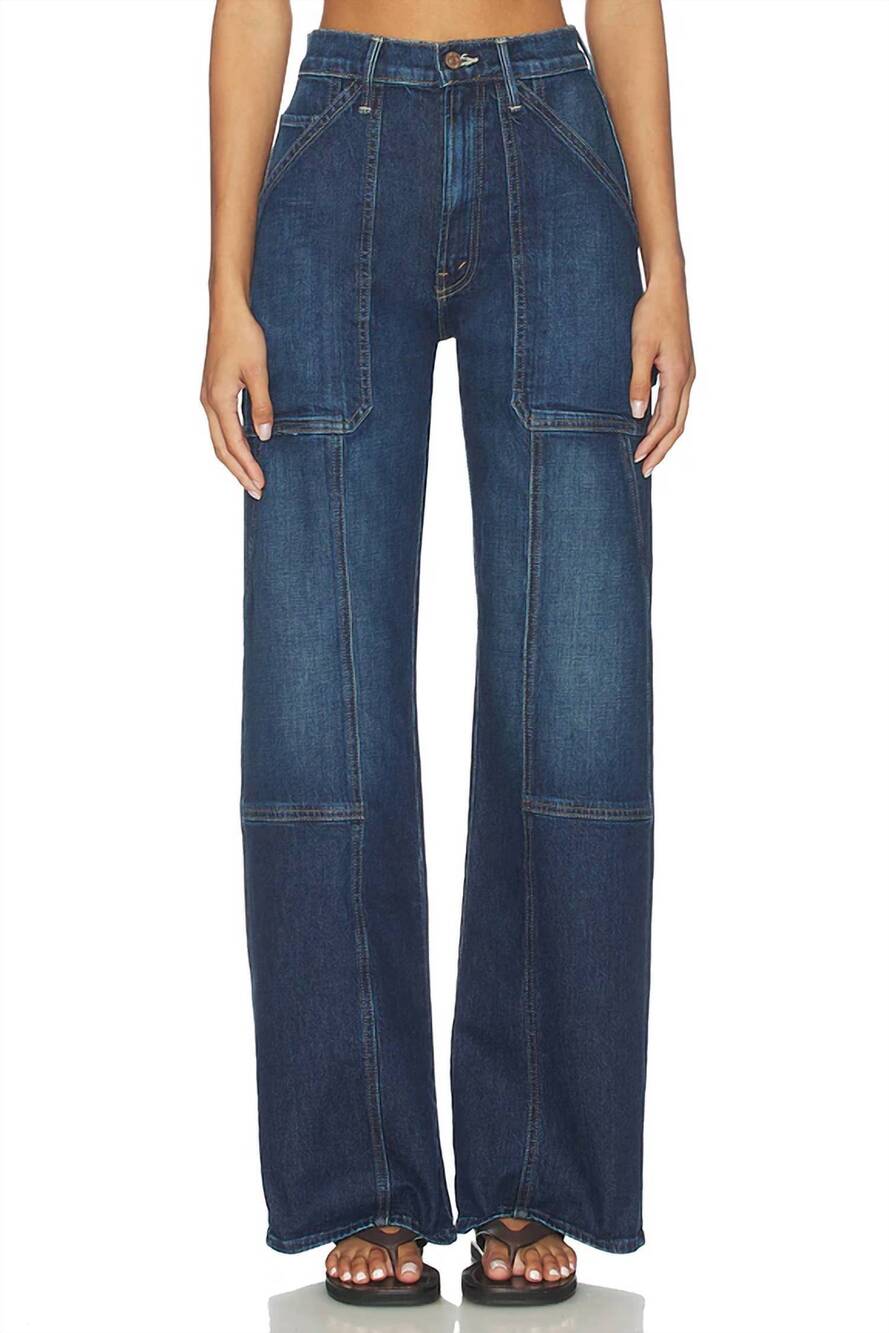 NEW MOTHER lasso utility sneak jeans in shine on